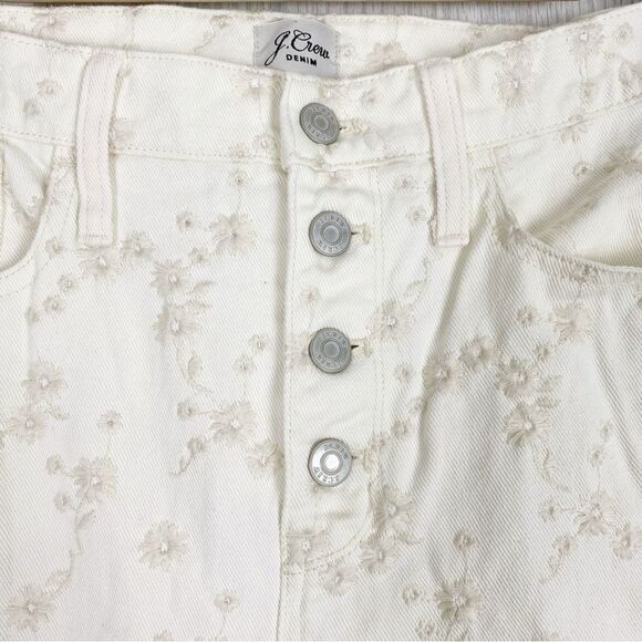 J. Crew | White Floral Embroidered Billie Demi Door Cropped Jeans Size 29 - Picture 5 of 12